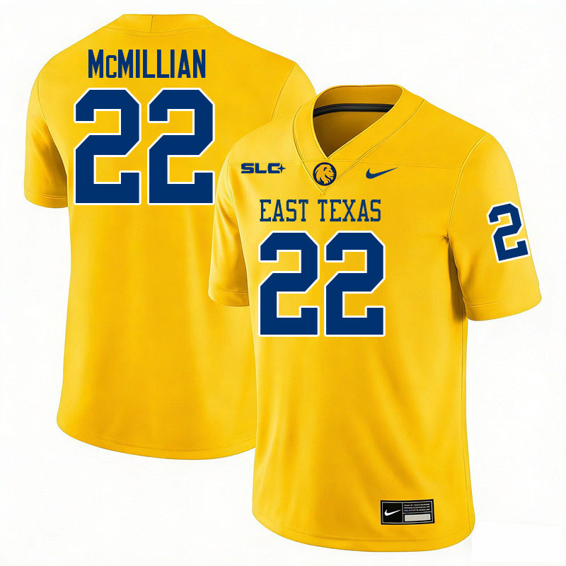 East Texas A&M Lions #22 JaiSean McMillian College Football Jerseys,Uniforms-Gold